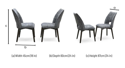 ‘Valley’ Dark Grey Fabric Dining Chairs - Set of 2