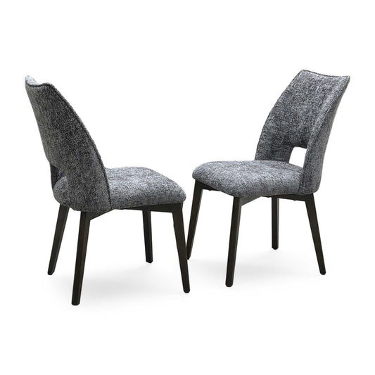 ‘Valley’ Dark Grey Fabric Dining Chairs - Set of 2