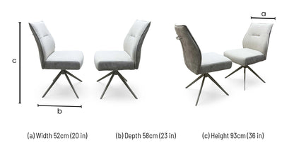 ‘Mirage’ Neutral Fabric Swivel Dining Chairs - Set of 2
