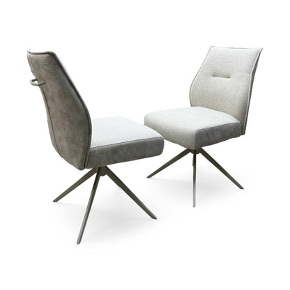 ‘Mirage’ Neutral Fabric Swivel Dining Chairs - Set of 2