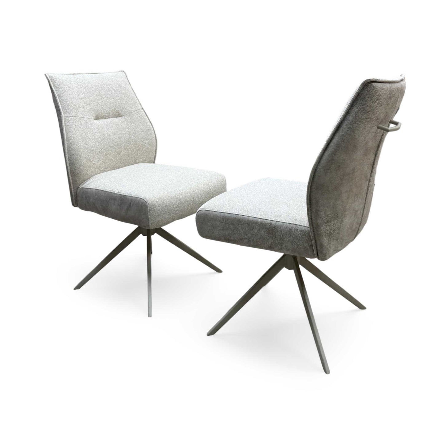 ‘Mirage’ Neutral Fabric Swivel Dining Chairs - Set of 2