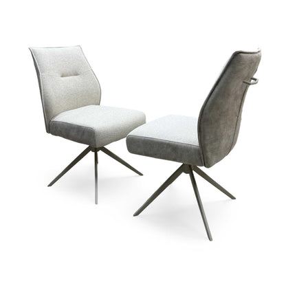 ‘Mirage’ Neutral Fabric Swivel Dining Chairs - Set of 2