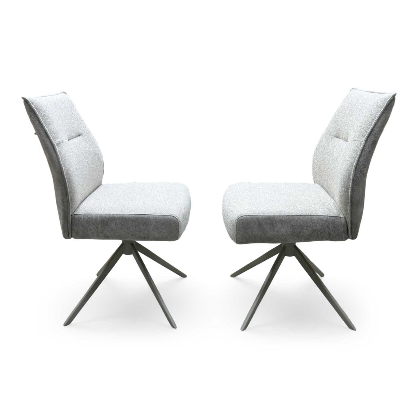 ‘Mirage’ Neutral Fabric Swivel Dining Chairs - Set of 2