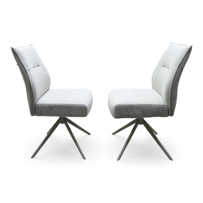 ‘Mirage’ Neutral Fabric Swivel Dining Chairs - Set of 2