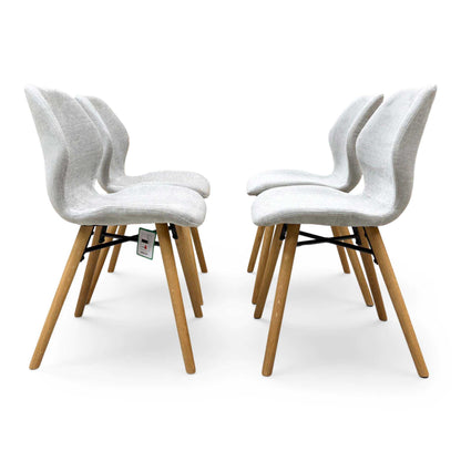 'Stockholm' Light Oak Solid Oak 160cm Extending Dining Table with Upholstered Dining Chairs - Set of 4