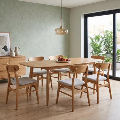 'Stockholm’ Light Oak Solid Oak 160cm Extending Dining Table