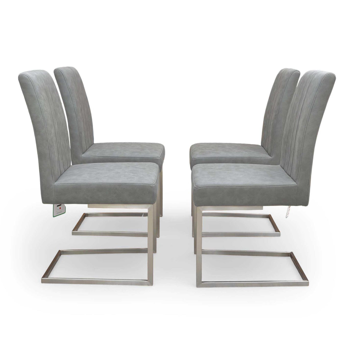 'Grigio' Ceramic Top Swivel Extending Dining Table with Grey Fabric Set of 4 Dining Chairs