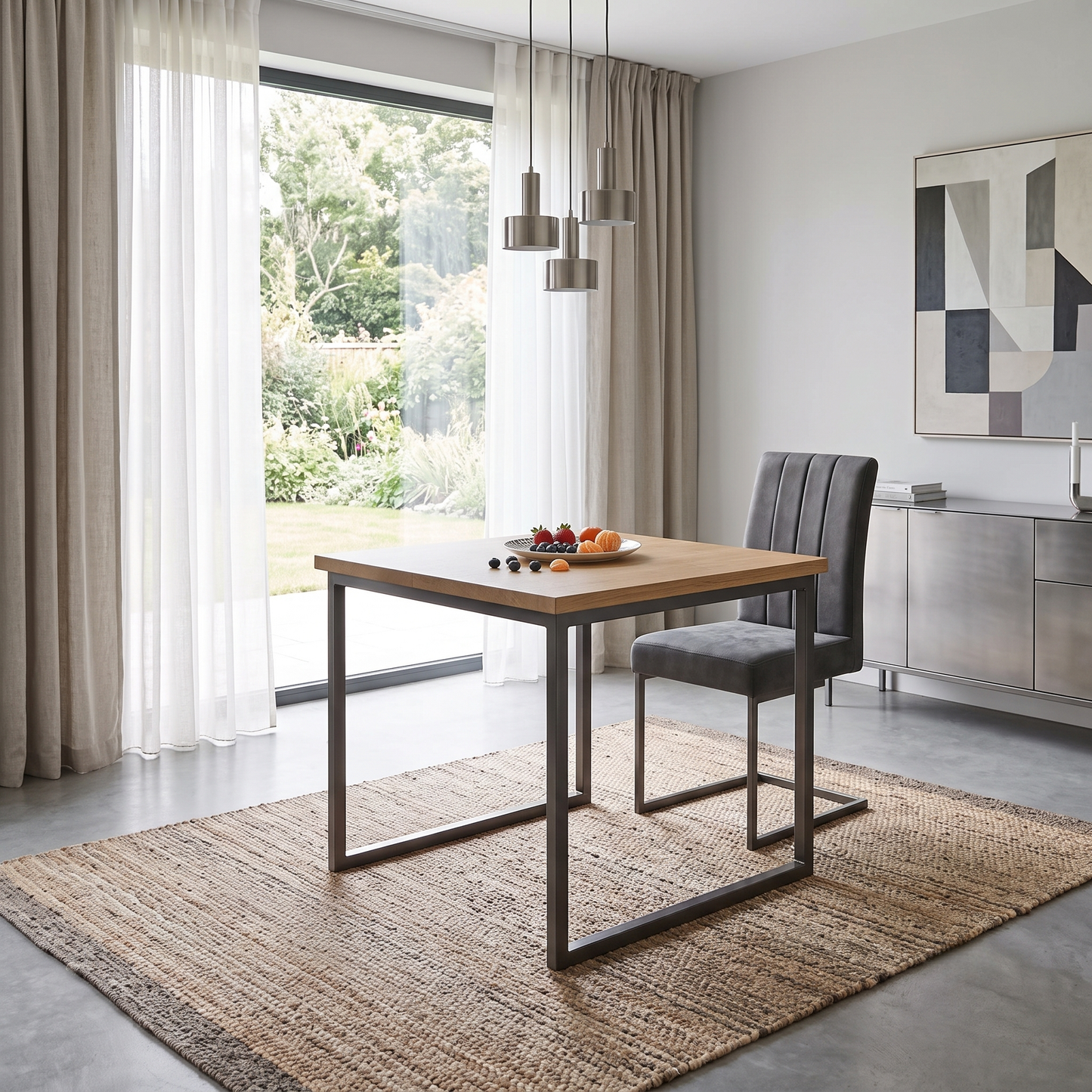 ‘Grigio' Grey Fabric Dining Chair