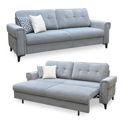 ‘Zoom’ Nappe Velvet Grey Nv-0107 Velvet 3 Seater Sofa Bed