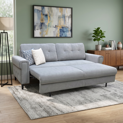 ‘Zoom’ Nappe Velvet Grey Nv-0107 Velvet 3 Seater Sofa Bed