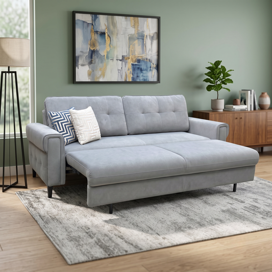 ‘Zoom’ Nappe Velvet Grey Nv-0107 Velvet 3 Seater Sofa Bed – view 2