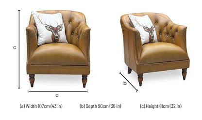 At The Helm ‘Wallace’ X3y1-1957ls Inca Brown Leather Chesterfield Tub Chair