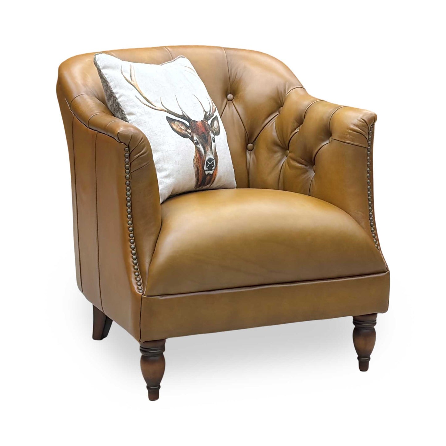 At The Helm ‘Wallace’ X3y1-1957ls Inca Brown Leather Chesterfield Tub Chair