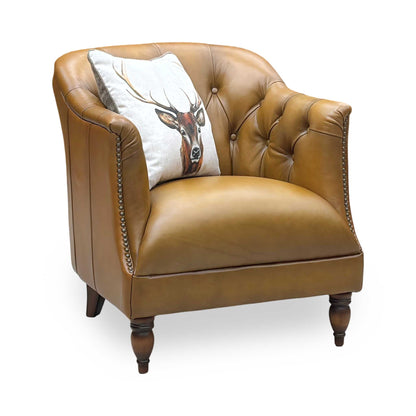 At The Helm ‘Wallace’ X3y1-1957ls Inca Brown Leather Chesterfield Tub Chair