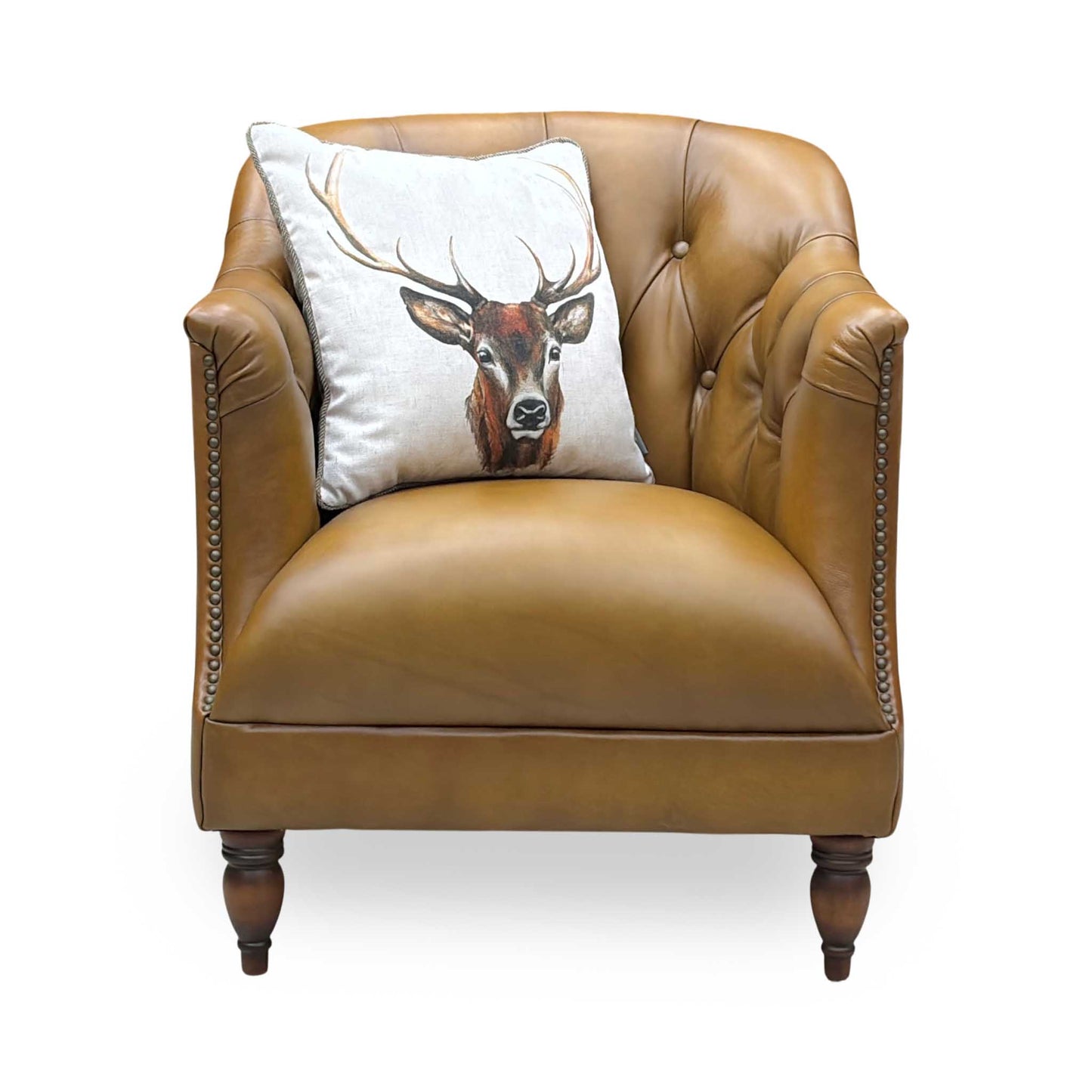 At The Helm ‘Wallace’ X3y1-1957ls Inca Brown Leather Chesterfield Tub Chair