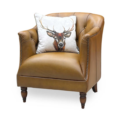 At The Helm ‘Wallace’ X3y1-1957ls Inca Brown Leather Chesterfield Tub Chair