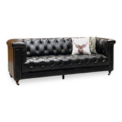 At The Helm ‘Wallace’ X3y1-1759ls Cannon Brown Leather 3 Seater Chesterfield Sofa