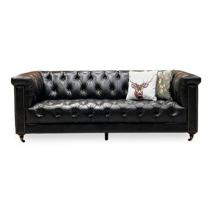 At The Helm ‘Wallace’ X3y1-1759ls Cannon Brown Leather 3 Seater Chesterfield Sofa