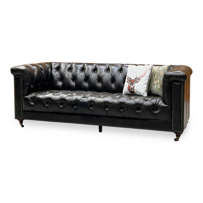 At The Helm ‘Wallace’ X3y1-1759ls Cannon Brown Leather 3 Seater Chesterfield Sofa