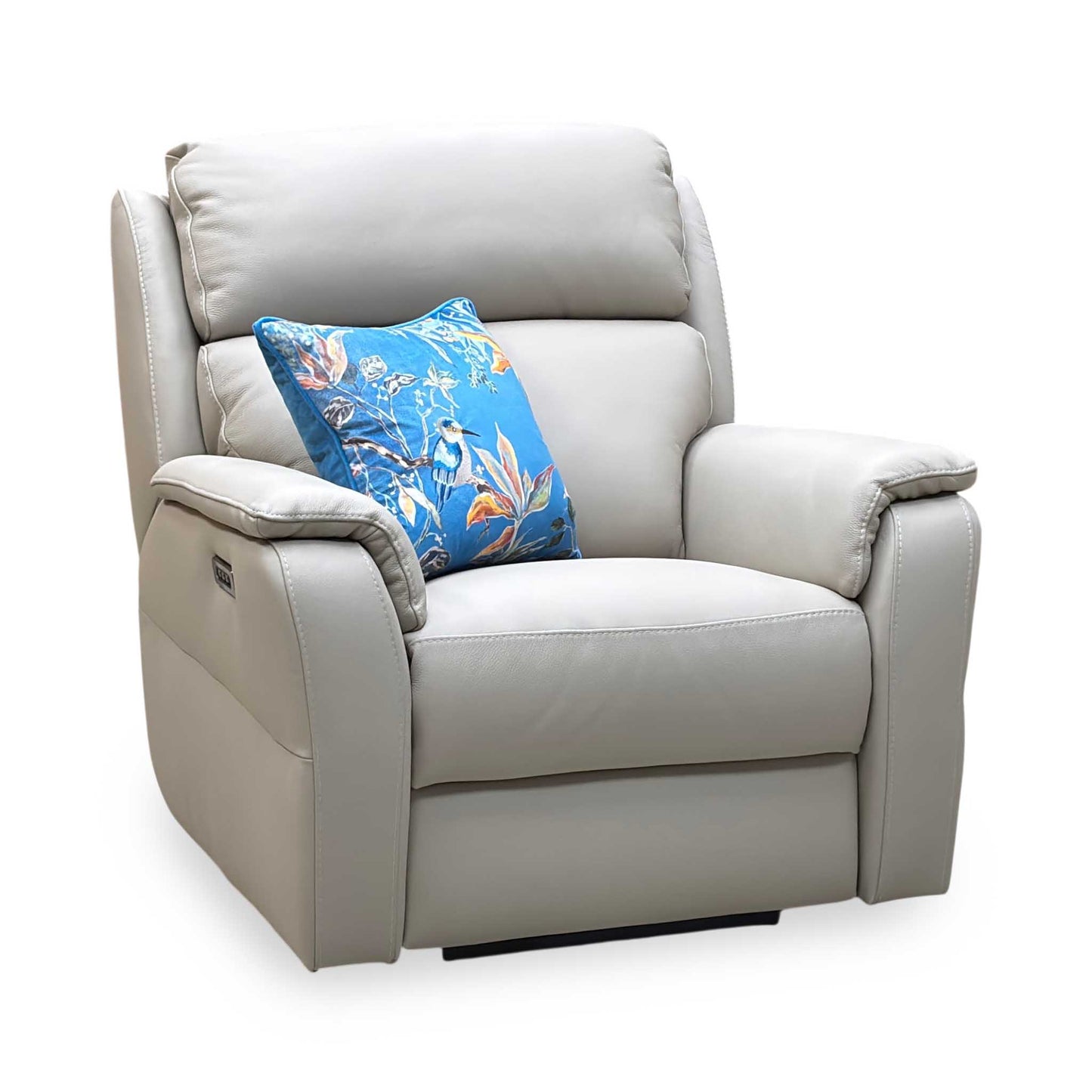 Nicoletti ‘Vito’ Torello Fango 352 Cream Leather Power Recliner Chair with Power Headrest and Power Lumbar