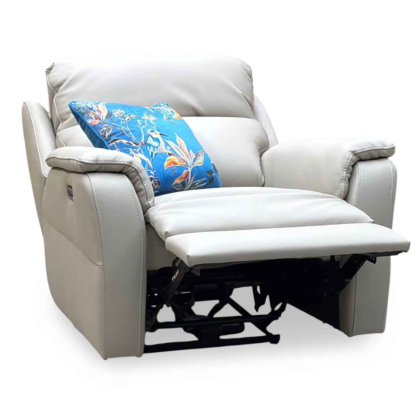 Nicoletti ‘Vito’ Torello Fango 352 Cream Leather Power Recliner Chair with Power Headrest and Power Lumbar
