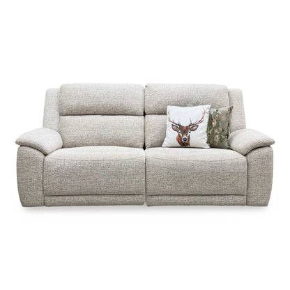 ‘Utah’ Oatmeal Fabric 3 Seater Power Recliner Sofa with Power Headrests and Power Lumbar