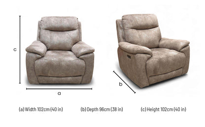 'Sloane' Marble Charcoal Grey Velvet Power Recliner Chair Set