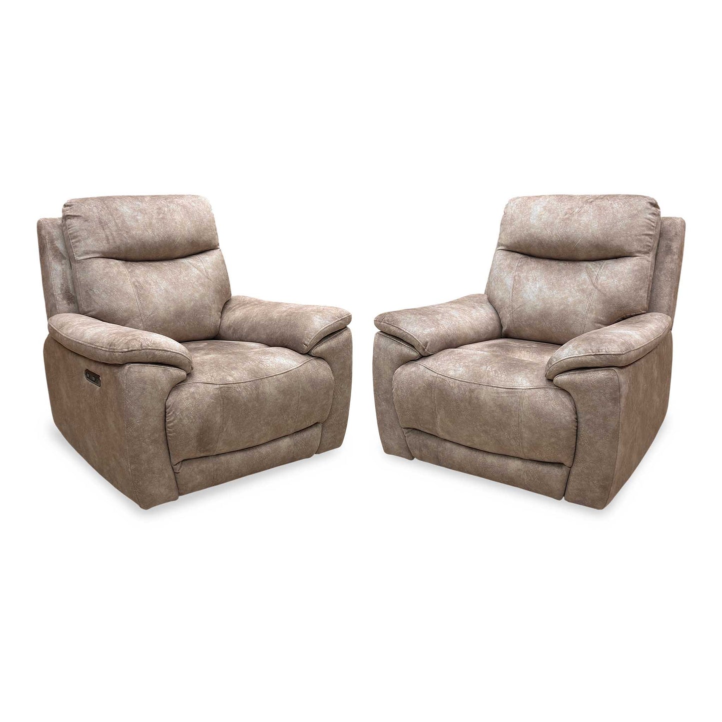 'Sloane' Marble Charcoal Grey Velvet Power Recliner Chair Set