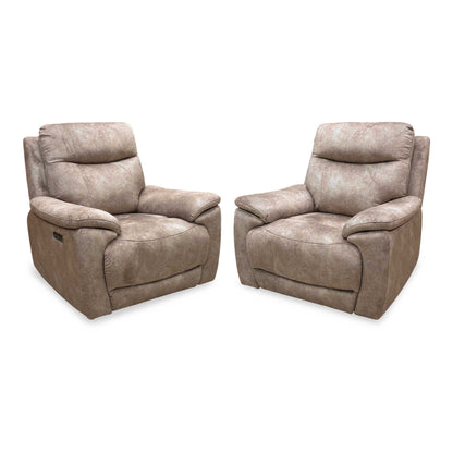 'Sloane' Marble Charcoal Grey Velvet Power Recliner Chair Set