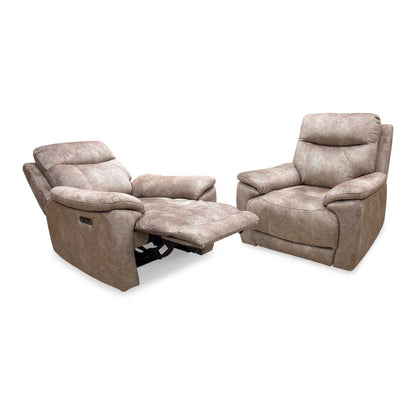'Sloane' Marble Charcoal Grey Velvet Power Recliner Chair Set