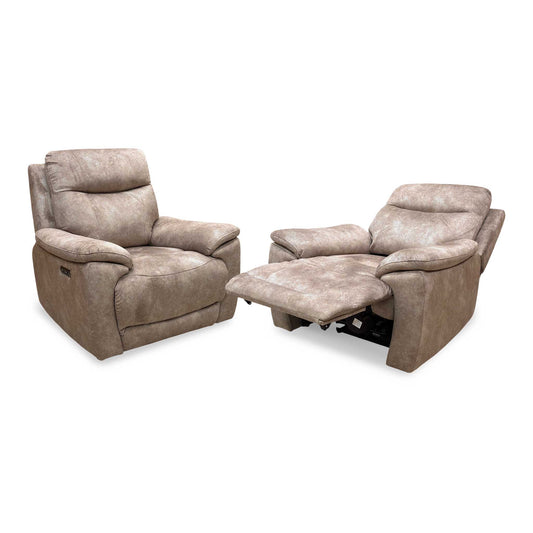 'Sloane' Marble Charcoal Grey Velvet Power Recliner Chair Set