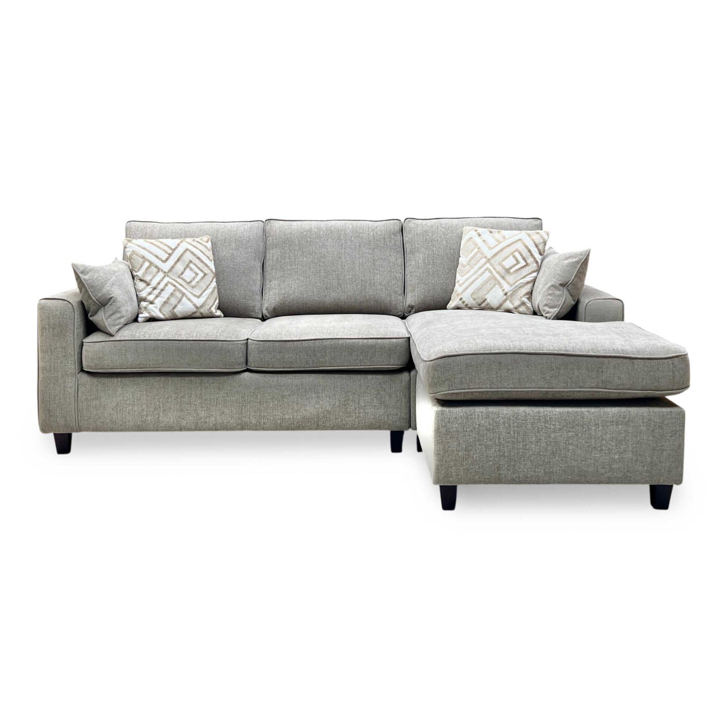 ‘Ripon’ Mink Fabric Right Hand Facing Corner Chaise with Sofa Bed