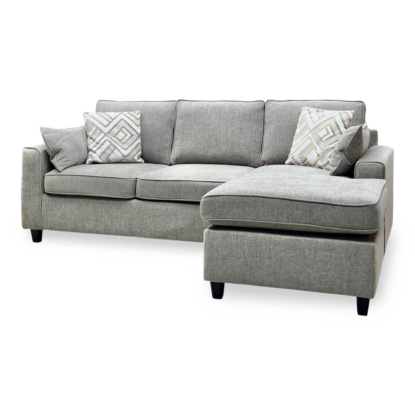 ‘Ripon’ Mink Fabric Right Hand Facing Corner Chaise with Sofa Bed