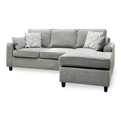 ‘Ripon’ Mink Fabric Right Hand Facing Corner Chaise with Sofa Bed