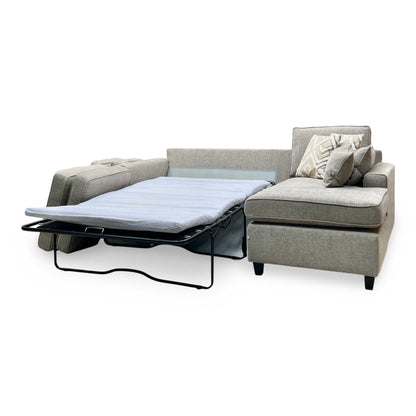 ‘Ripon’ Mink Fabric Right Hand Facing Corner Chaise with Sofa Bed