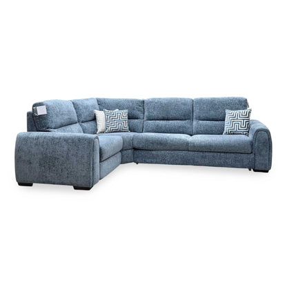 ‘Flex’ Fab-Coe-R303 Silverfish Blue Fabric Left Hand Facing Corner Sofa Bed with Storage Arm