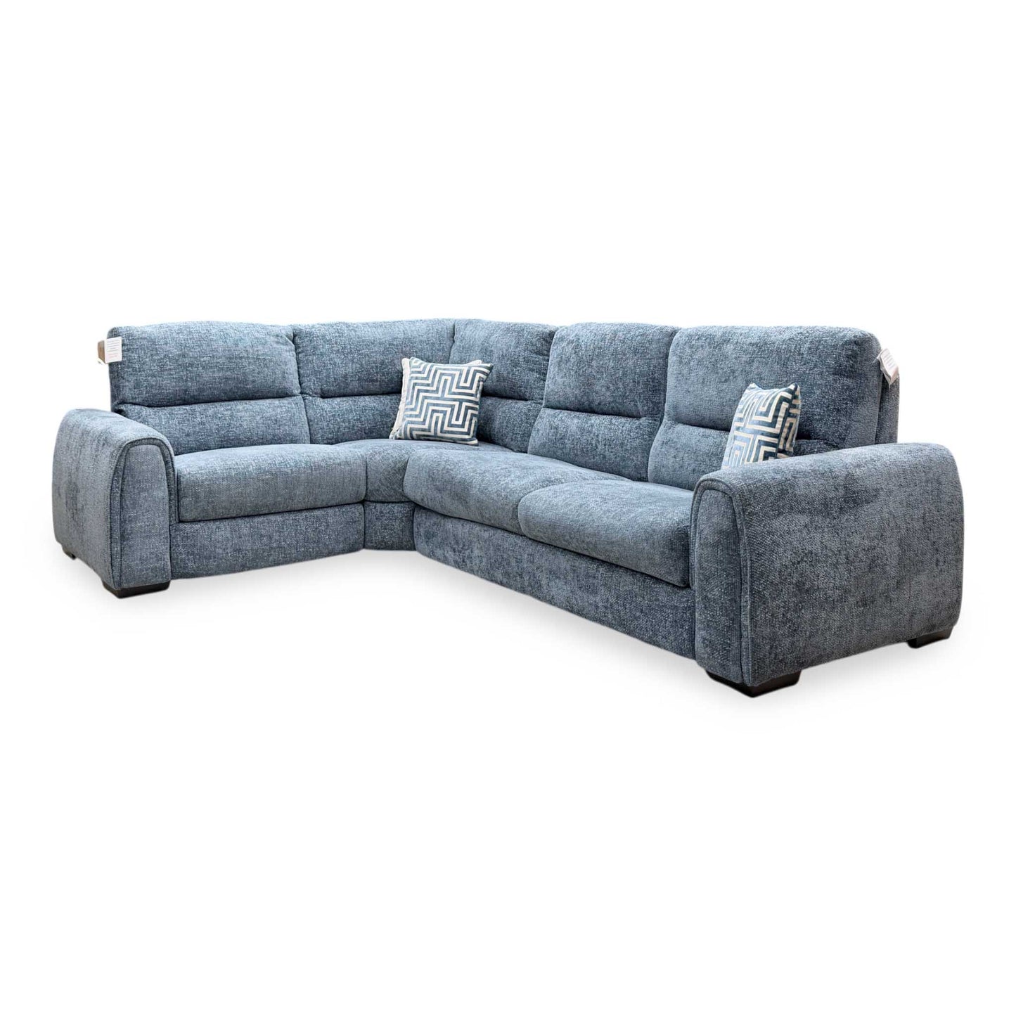 ‘Flex’ Fab-Coe-R303 Silverfish Blue Fabric Left Hand Facing Corner Sofa Bed with Storage Arm