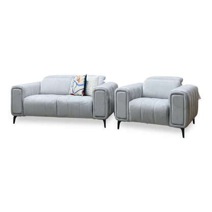 ‘Elphaba’ Opulence Silver 51007 Velvet 2 Seater Sofa + Armchair Storage Arms