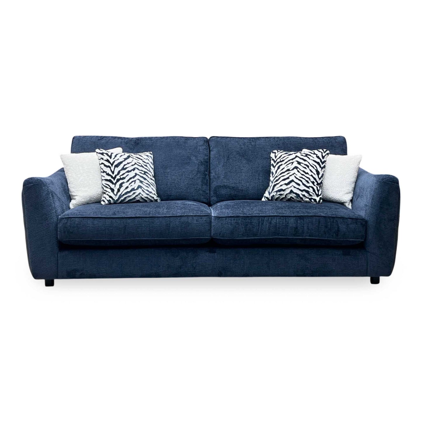 ‘Boujee’ Lustro Indigo Blue Fabric 4 Seater Classic Back Sofa