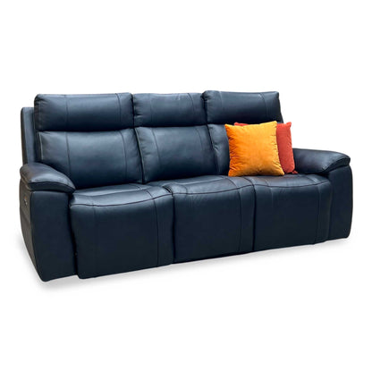 ‘Aero’ Navy Cat-40_24 Leather 3 Seater Power Recliner Sofa with Power Headrests