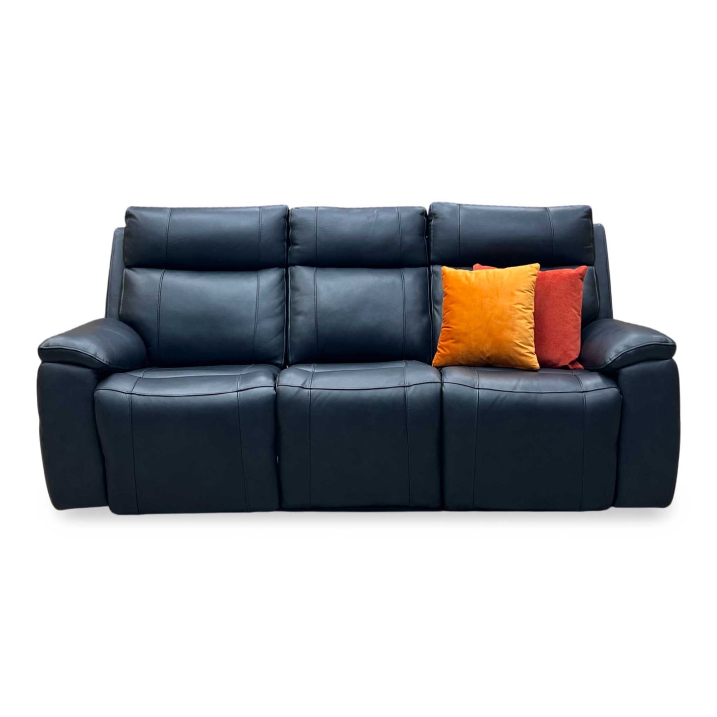 ‘Aero’ Navy Cat-40_24 Leather 3 Seater Power Recliner Sofa with Power Headrests
