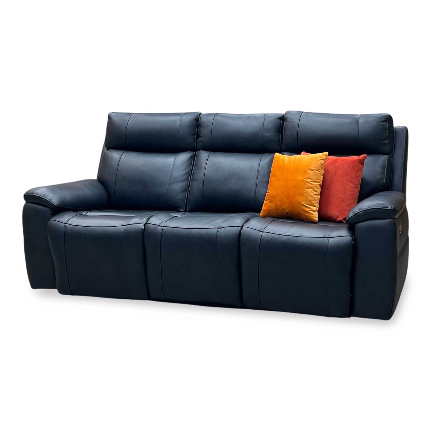‘Aero’ Navy Cat-40_24 Leather 3 Seater Power Recliner Sofa with Power Headrests