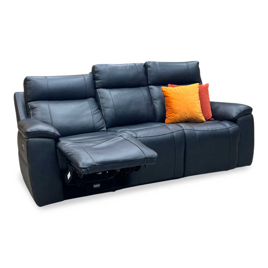 ‘Aero’ Navy Cat-40_24 Leather 3 Seater Power Recliner Sofa with Power Headrests