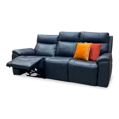 ‘Aero’ Navy Cat-40_24 Leather 3 Seater Power Recliner Sofa with Power Headrests