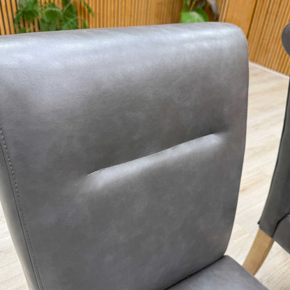 ‘Lewis’ Solid Oak 120cm Large Draw Leaf Extending Dining Table with Dark Grey Faux Leather Roll Back Dining Chairs – view 18