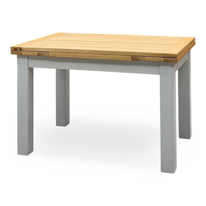 ‘Lewis’ Solid Oak 120cm Large Draw Leaf Extending Dining Table with Dark Grey Faux Leather Roll Back Dining Chairs – view 6