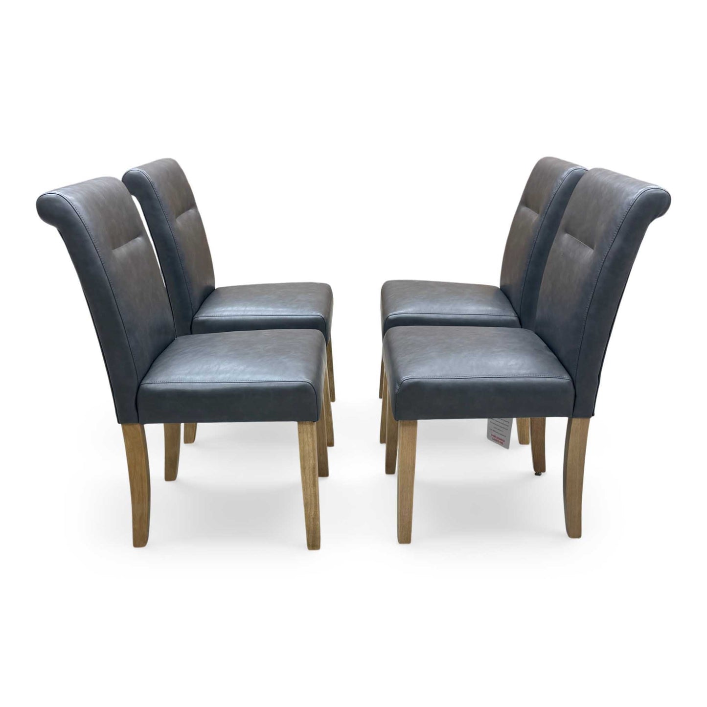 ‘Lewis’ Solid Oak 120cm Large Draw Leaf Extending Dining Table with Dark Grey Faux Leather Roll Back Dining Chairs – view 16