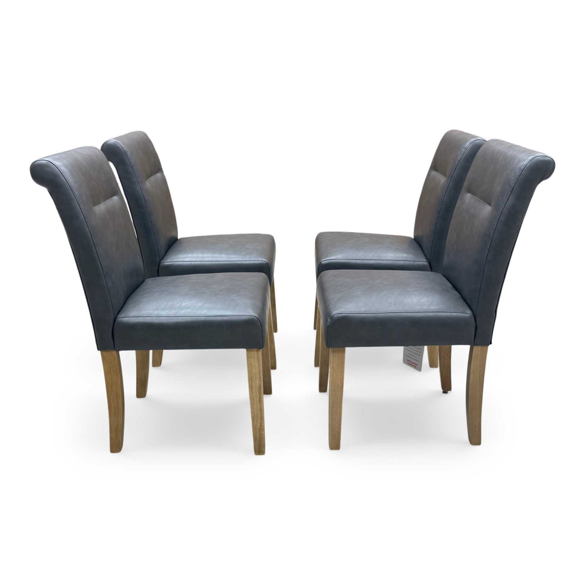 ‘Lewis’ Solid Oak 120cm Large Draw Leaf Extending Dining Table with Dark Grey Faux Leather Roll Back Dining Chairs – view 16