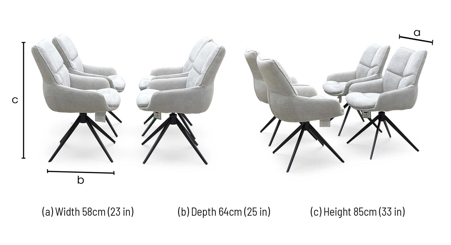 ‘Kiara’ Taupe Fabric Set of 4 Swivel Dining Chairs
