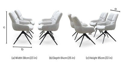 ‘Kiara’ Taupe Fabric Set of 4 Swivel Dining Chairs